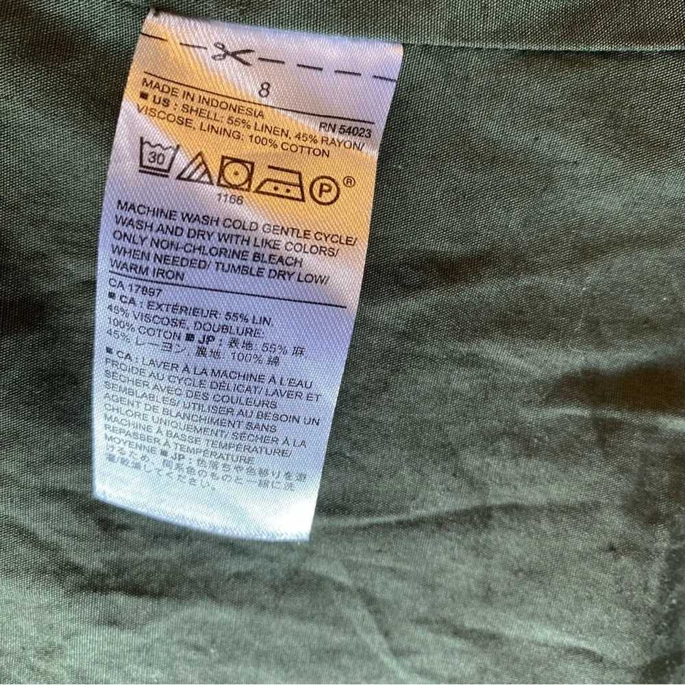 Banana Republic Jacket Women 8 Rifle Green Linen Blend Moto Long Sleeve